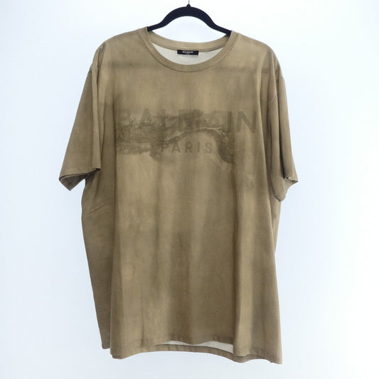 【中古】BALMAIN | バルマン デザートロゴ 半袖Tシャツ AH1EG010GC61-WDV ベージュ サイズ:XL