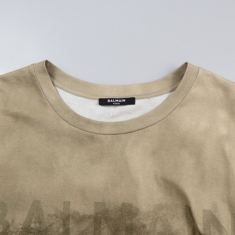 【中古】BALMAIN | バルマン デザートロゴ 半袖Tシャツ AH1EG010GC61-WDV ベージュ サイズ:XL