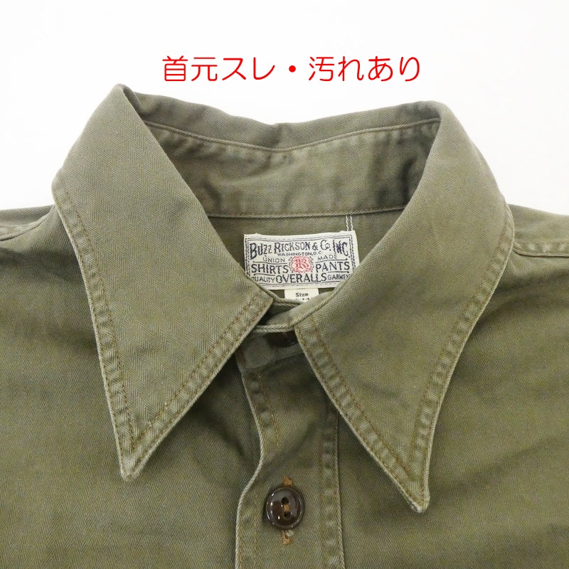 【中古】BUZZ RICKSONS | バズリクソンズ HERRINGBONE WORK SHIRT その他トップス BR26081 カーキ