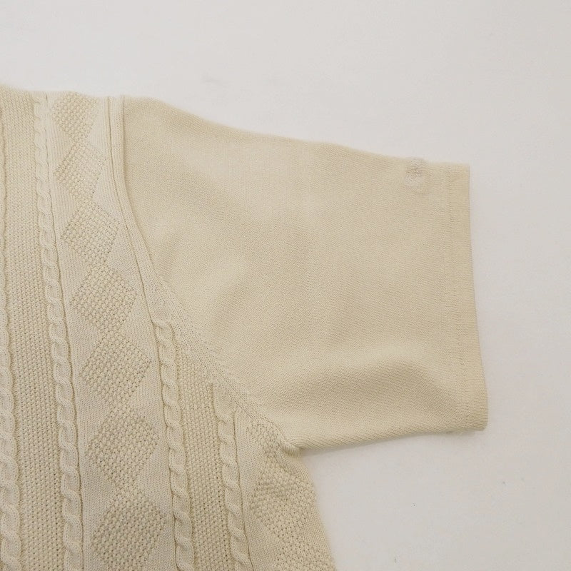【中古】430 - FOURTHIRTY - | フォーサーティー S/S JAQUARD KNIT POLO ポロシャツ 24-013 ベージュ サイズ:1
