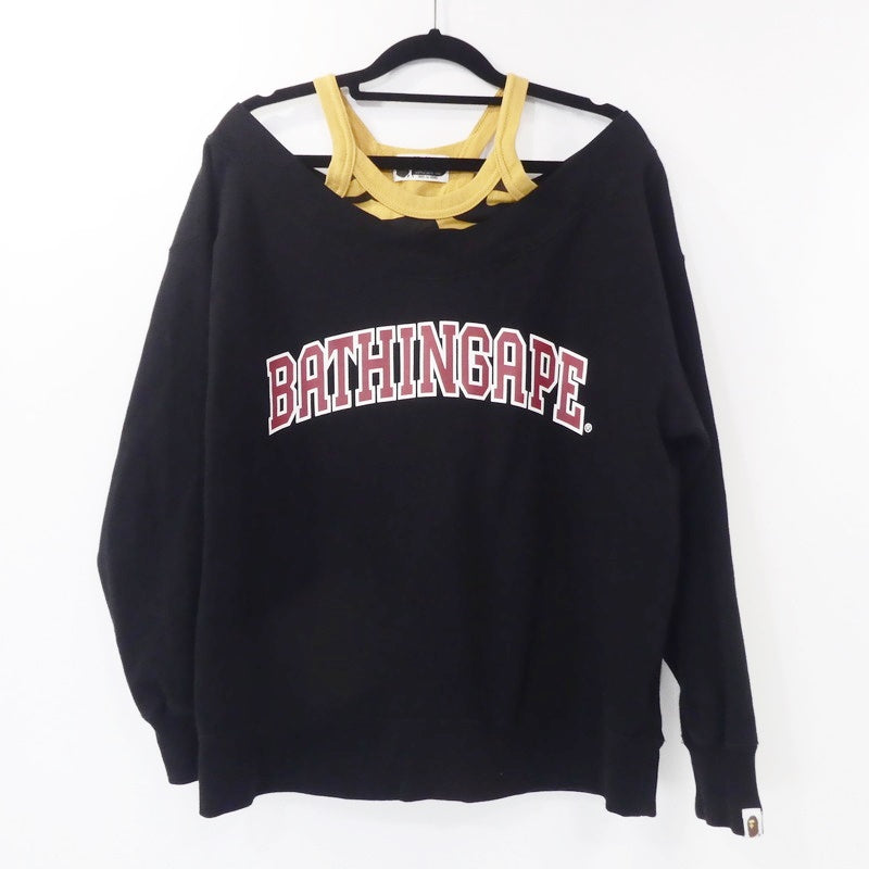 【中古】A BATHING APE | アベイシングエイプ OFF SHOULDER CREWNECK スウェット 001SWG302504X ブラック