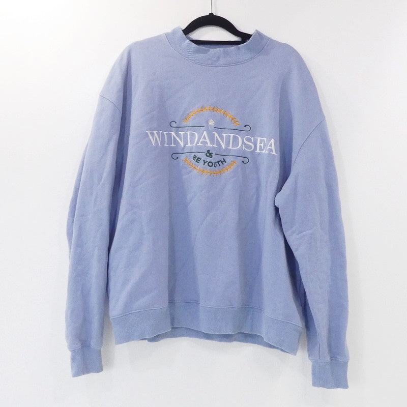 【中古】WIND AND SEA | ウィンダンシーウインダンシー BE YOUTH TOWN CREW NECK スウェット WDS-10TH-CS-10 ライトブルー サイズ:M