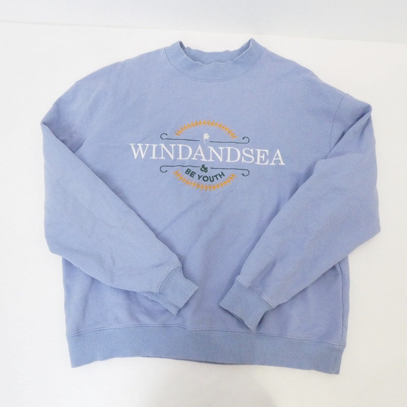 【中古】WIND AND SEA | ウィンダンシーウインダンシー BE YOUTH TOWN CREW NECK スウェット WDS-10TH-CS-10 ライトブルー サイズ:M