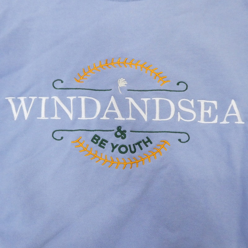 【中古】WIND AND SEA | ウィンダンシーウインダンシー BE YOUTH TOWN CREW NECK スウェット WDS-10TH-CS-10 ライトブルー サイズ:M