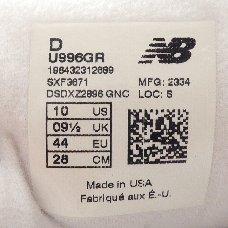 【中古】NEW BALANCE | ニューバランス スニーカー U996GR 28.0cm グレー