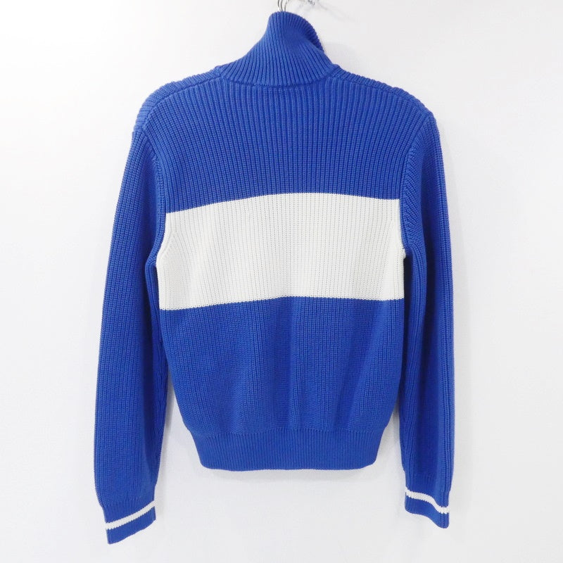 【中古】LACOSTE | ラコステ ローゲージニットスタンドカラージャケット ブルゾン AF6914 ブルー サイズ:34