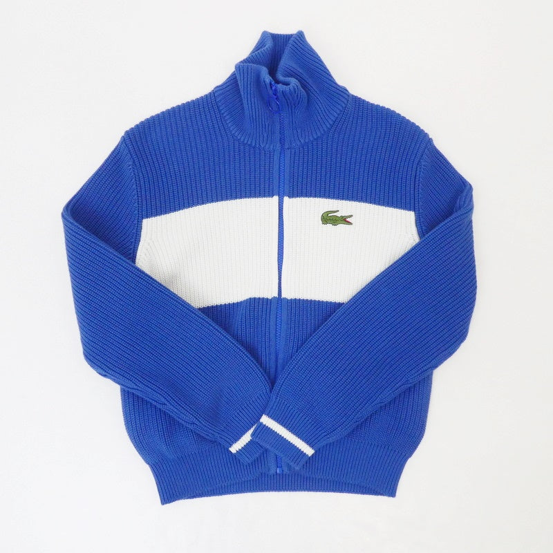 【中古】LACOSTE | ラコステ ローゲージニットスタンドカラージャケット ブルゾン AF6914 ブルー サイズ:34
