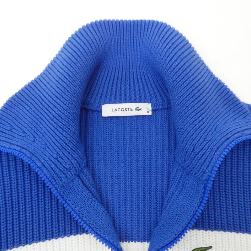 【中古】LACOSTE | ラコステ ローゲージニットスタンドカラージャケット ブルゾン AF6914 ブルー サイズ:34