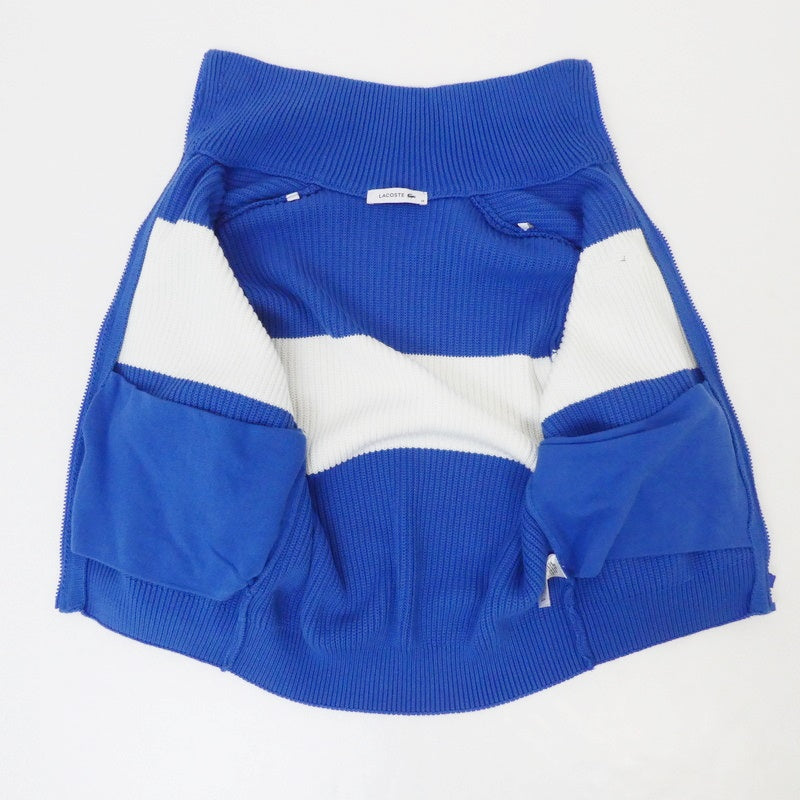【中古】LACOSTE | ラコステ ローゲージニットスタンドカラージャケット ブルゾン AF6914 ブルー サイズ:34