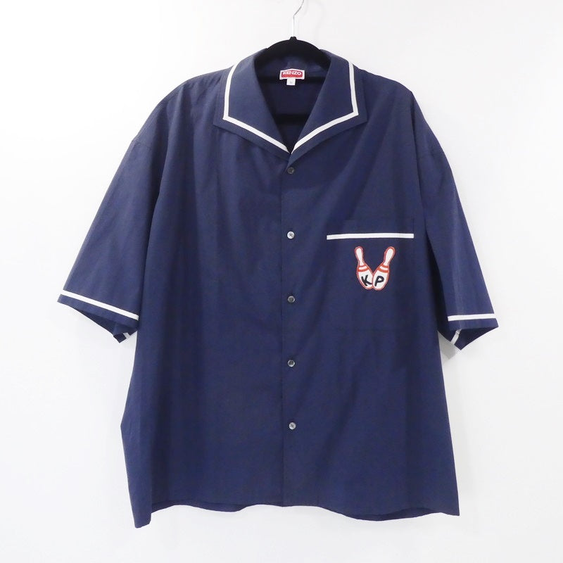 【中古】KENZO | ケンゾー BOWLING ELEPHANT HAWAIAN SHIRT 半袖シャツ FD55CH1135DE ネイビー サイズ:M