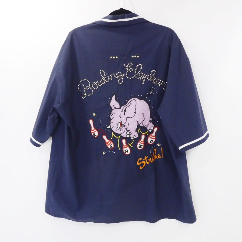 【中古】KENZO | ケンゾー BOWLING ELEPHANT HAWAIAN SHIRT 半袖シャツ FD55CH1135DE ネイビー サイズ:M
