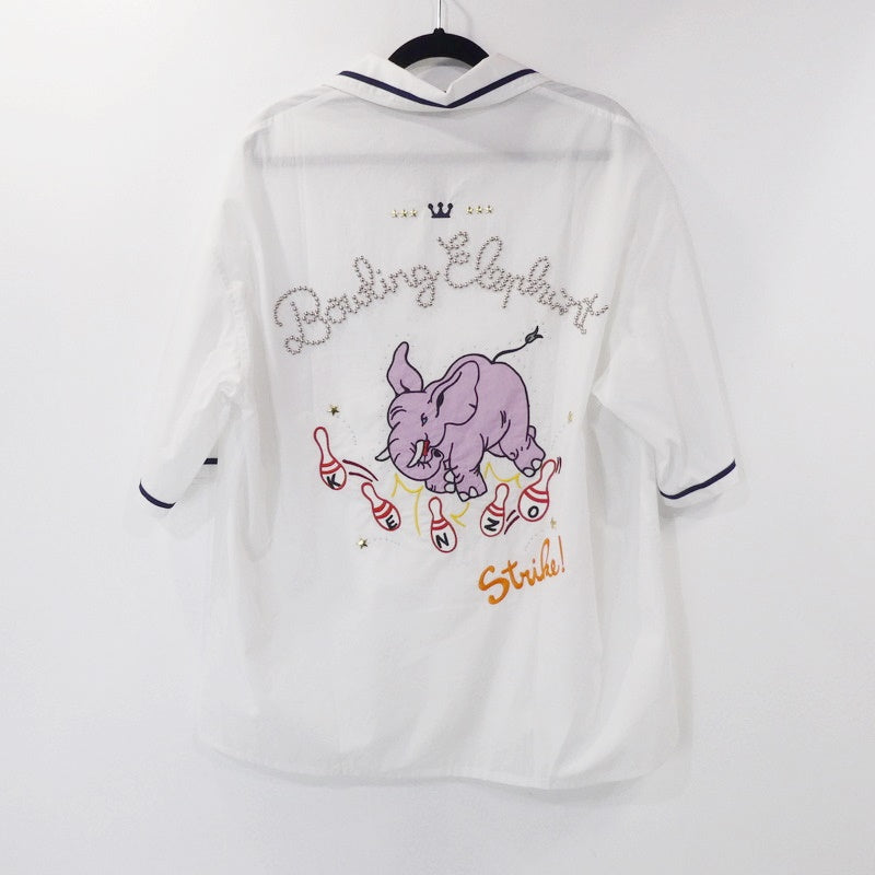 【中古】KENZO | ケンゾー BOWLING ELEPHANT HAWAIAN SHIRT 半袖シャツ FD55CH1135DE ホワイト サイズ:S