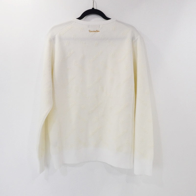 【中古】Resurrection | レザレクション ロゴモノグラムニットプルオーバー ニット RMW-KN13 ホワイト サイズ:XL