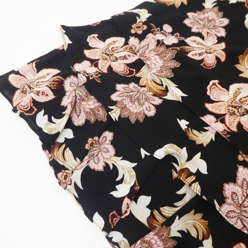 【中古】RALPH LAUREN | ラルフローレン ノースリーブ花柄ティアード ワンピース ブラック