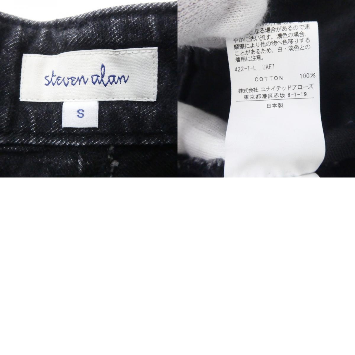 【中古】Steven Alan | スティーブンアラン 12OZ DENIM WIDE TAPERED PANTS デニムパンツ 8214-243-0594 ブラック サイズ:S