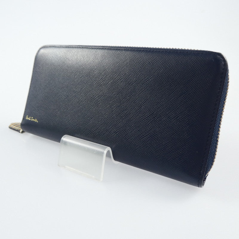 【中古】Paul Smith | ポール・スミス ジップストローグレイン2 長財布 PSC785 ネイビー