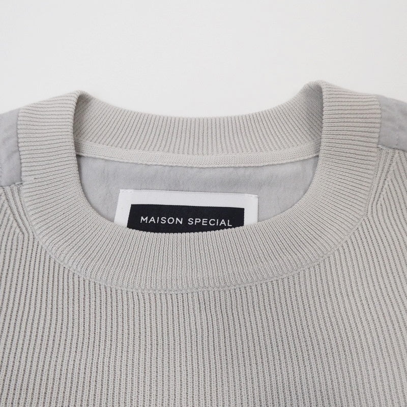 【中古】MAISON SPECIAL | メゾンスペシャル ニットコンビプルオーバー半袖シャツ カットソー 11231411326 ベージュ サイズ:1