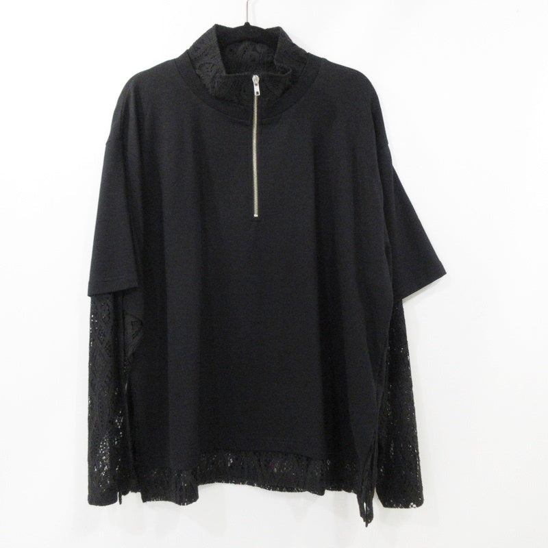 【中古】HARE | ハレ レースレイヤードハーフZIPカットソー その他トップス HA02023 ブラック