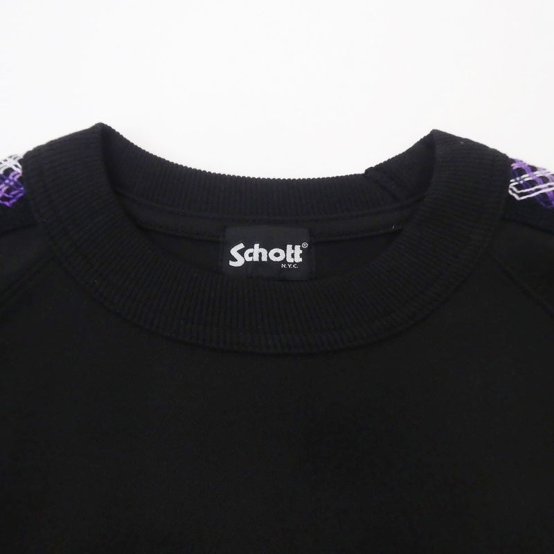 【中古】schott | ショット TAPING JERSEY CREW SWEAT スウェット 782-3232008 ブラック サイズ:M