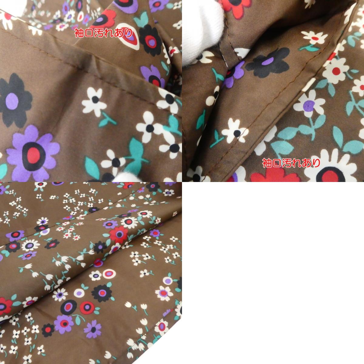 Floral Pattern Nylon Pullover Shirt Long Sleeve Shirt Brown Size: L