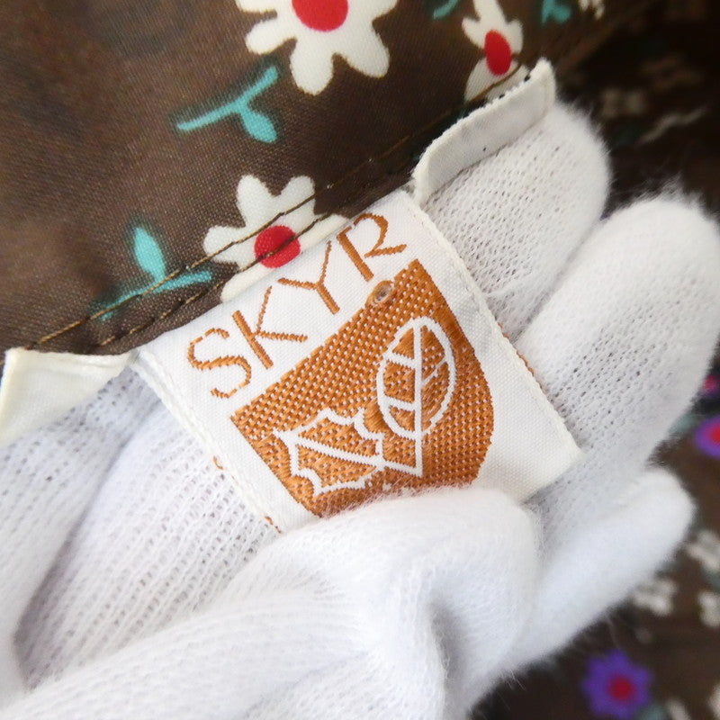 【中古】 花柄ナイロンプルオーバーシャツ 長袖シャツ ブラウン系 サイズ:L