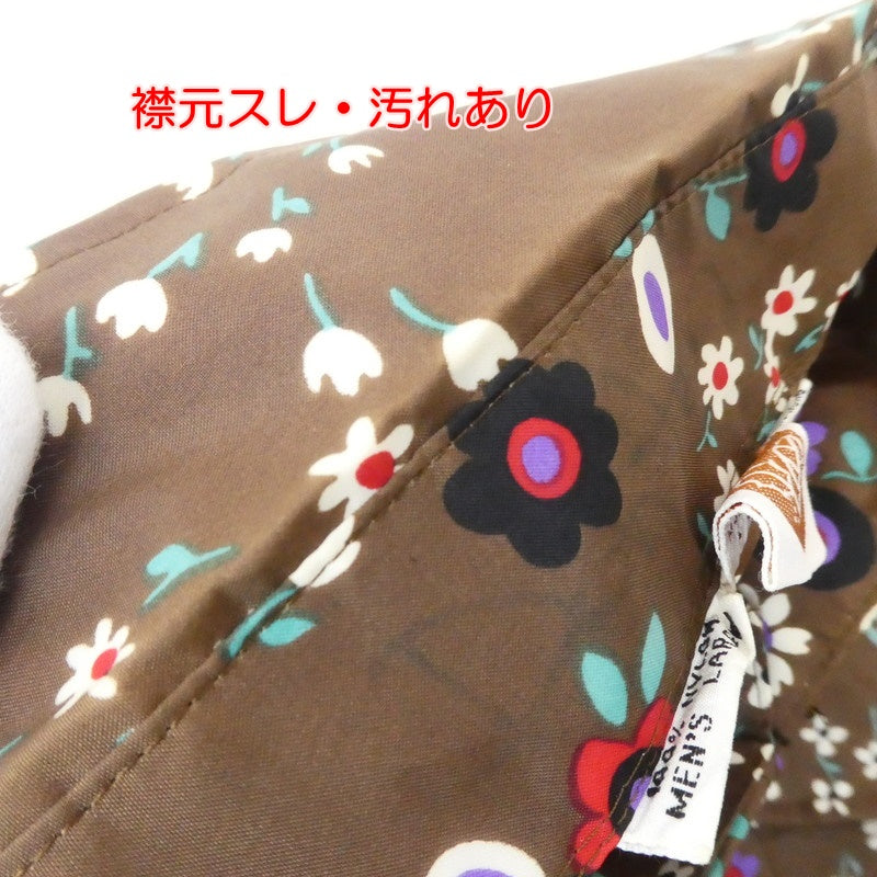 【中古】 花柄ナイロンプルオーバーシャツ 長袖シャツ ブラウン系 サイズ:L