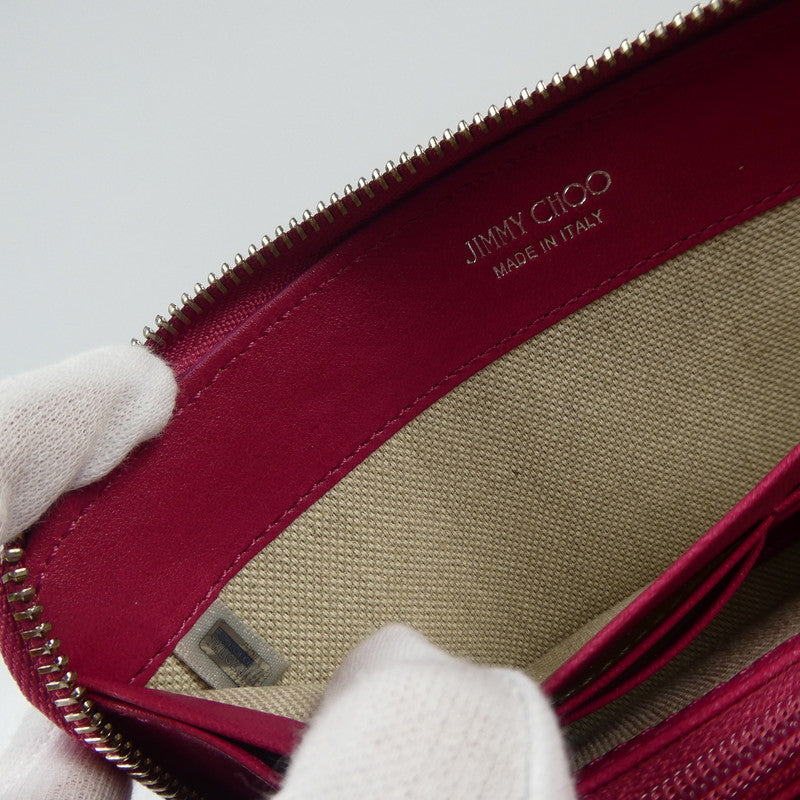 【中古】JIMMY CHOO | ジミーチュウ FILIPA STAR STUDS 長財布 ピンク