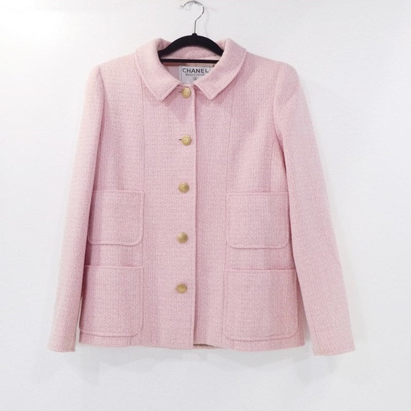 【中古】CHANEL | シャネル ツイードジャケットセットアップ セットアップ P10459V06386 1998年製 国内正規品 ピンク サイズ:38