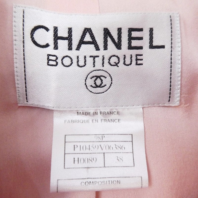【中古】CHANEL | シャネル ツイードジャケットセットアップ セットアップ P10459V06386 1998年製 国内正規品 ピンク サイズ:38