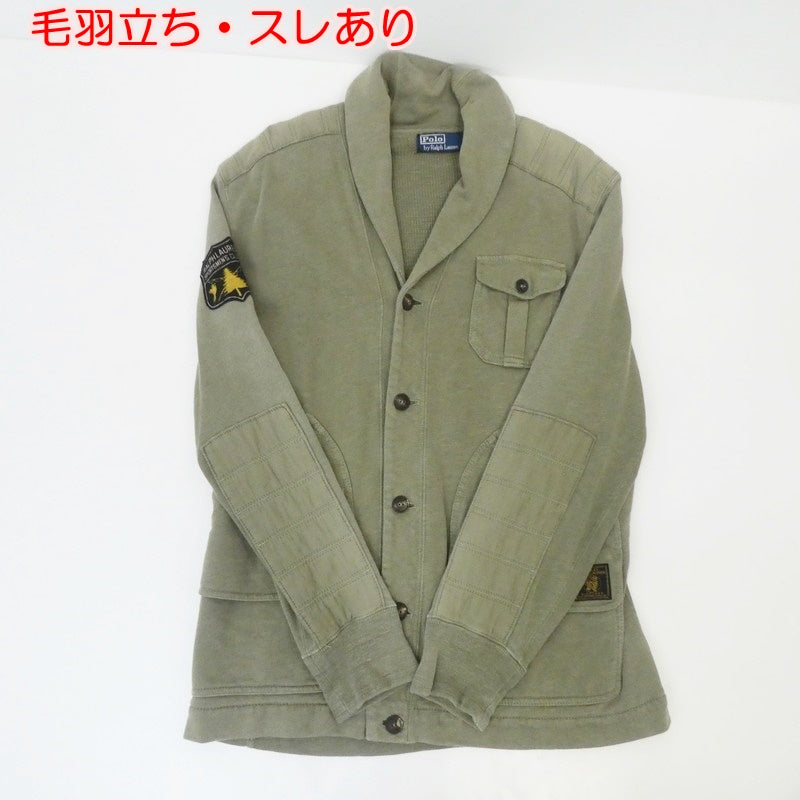 【中古】POLO RALPH LAUREN | ポロ・ラルフローレン ミリタリースウェットショールカーディガン カーディガン カーキ サイズ:M
