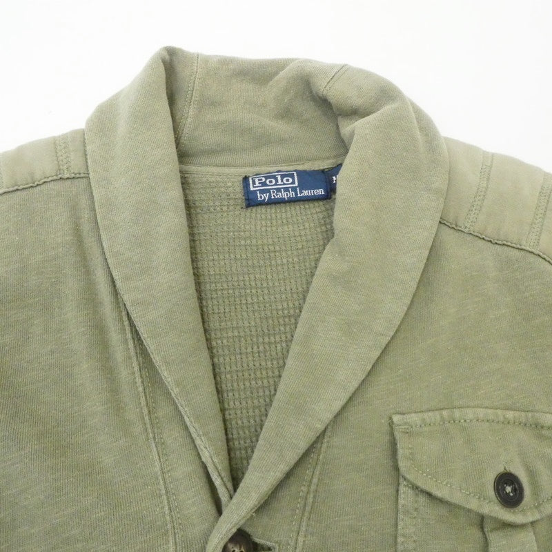 【中古】POLO RALPH LAUREN | ポロ・ラルフローレン ミリタリースウェットショールカーディガン カーディガン カーキ サイズ:M