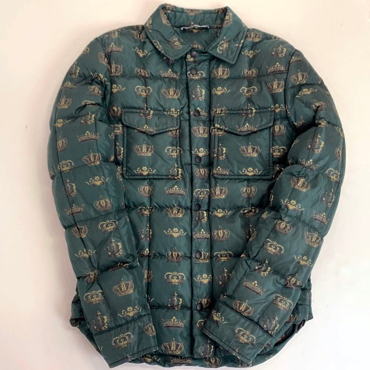 【中古】DOLCE & GABBANA | ドルチェアンドガッバーナ クラウン総柄 ダウンジャケット G9FK3T グリーン サイズ:48