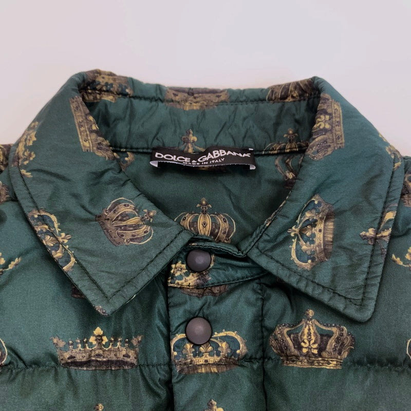 【中古】DOLCE & GABBANA | ドルチェアンドガッバーナ クラウン総柄 ダウンジャケット G9FK3T グリーン サイズ:48