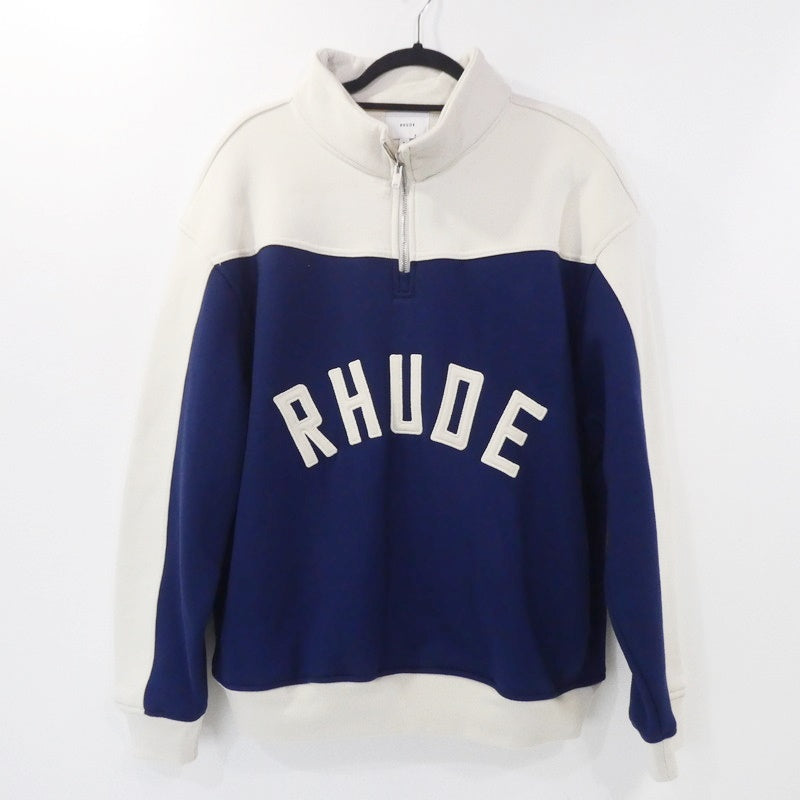 【中古】RHUDE | ルード CONTRAST QUARTER-ZIP Varsity スウェット RHSS24JA091672772277 ネイビー サイズ:XL