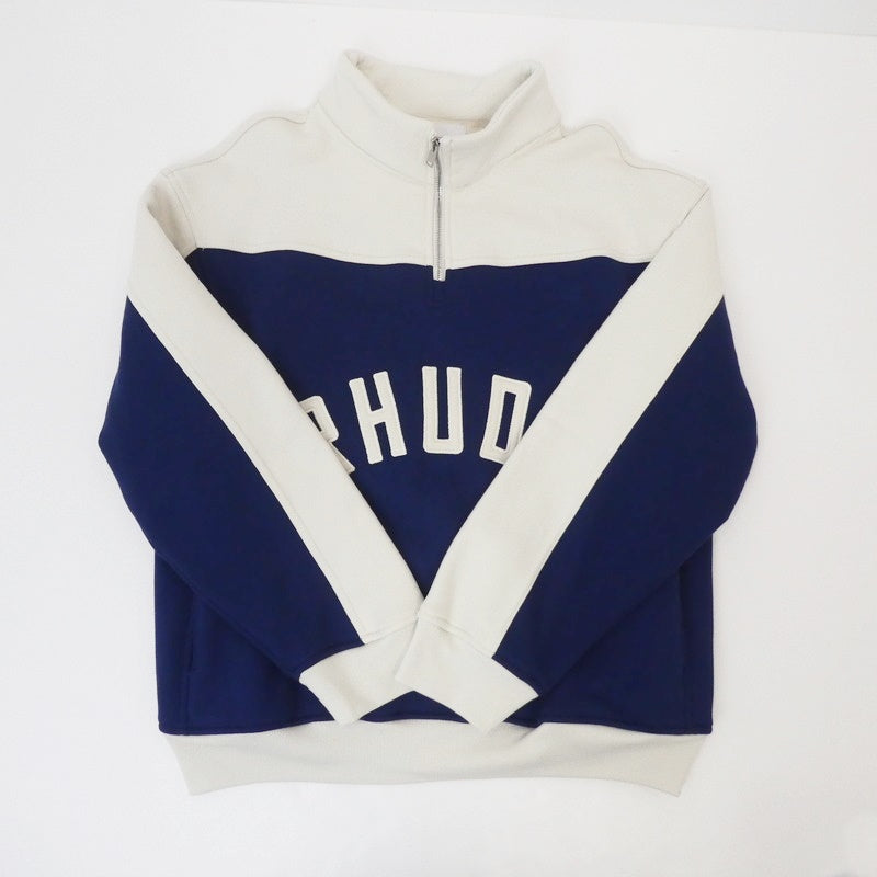 【中古】RHUDE | ルード CONTRAST QUARTER-ZIP Varsity スウェット RHSS24JA091672772277 ネイビー サイズ:XL