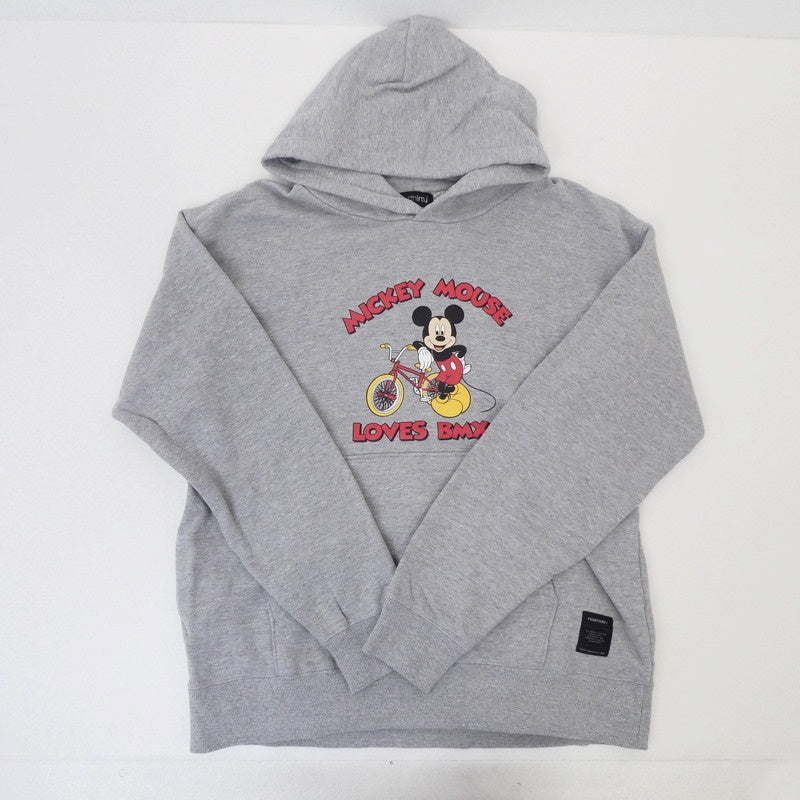 【中古】430 - FOURTHIRTY - | フォーサーティー “MICKEY LOVES BMX” P/O PARKA パーカー グレー サイズ:3