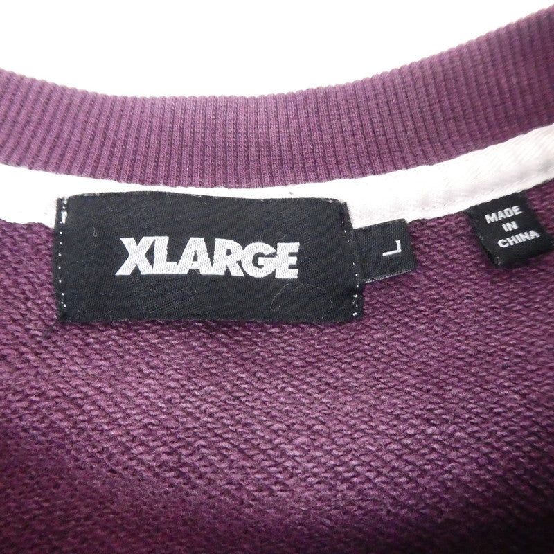 【中古】X-LARGE | エクストララージ EST 1991 BLEACHED CREWNECK SWEATSHIRT スウェット 101234012004 パープル サイズ:L