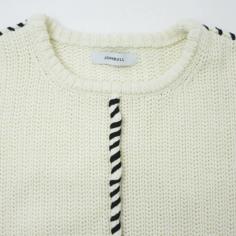 【中古】JOHN BULL | ジョンブル ハンドステッチクルーネックプルオーバー セーター ZC819 2022A/W サイズ:F アイボリー