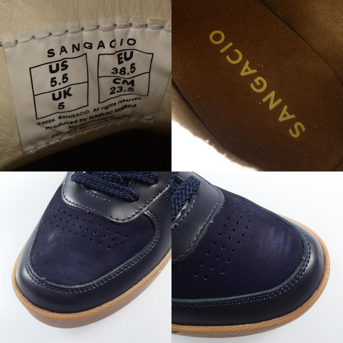 【中古】Sangacio | サンガッチョ にゅーず SG MID『NAVY』 スニーカー ネイビー 23.5cm