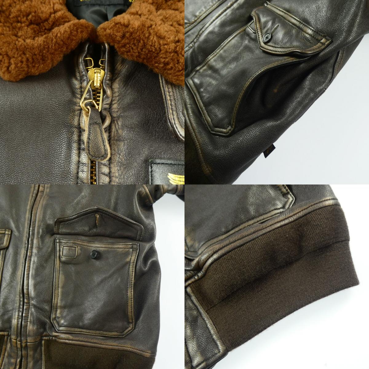【中古】ALPHA | アルファ G-1 PATCHED レザー TA1489 2023年モデル ユーズド加工 ゴートスキン ブラウン サイズ:42