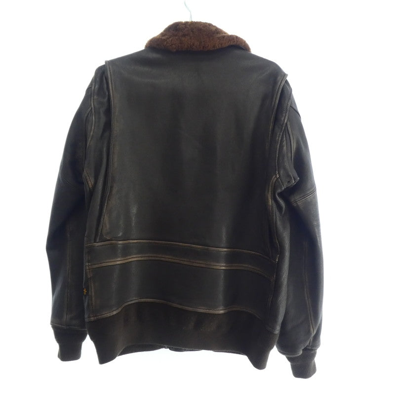 【中古】ALPHA | アルファ G-1 PATCHED レザー TA1489 2023年モデル ユーズド加工 ゴートスキン ブラウン サイズ:42