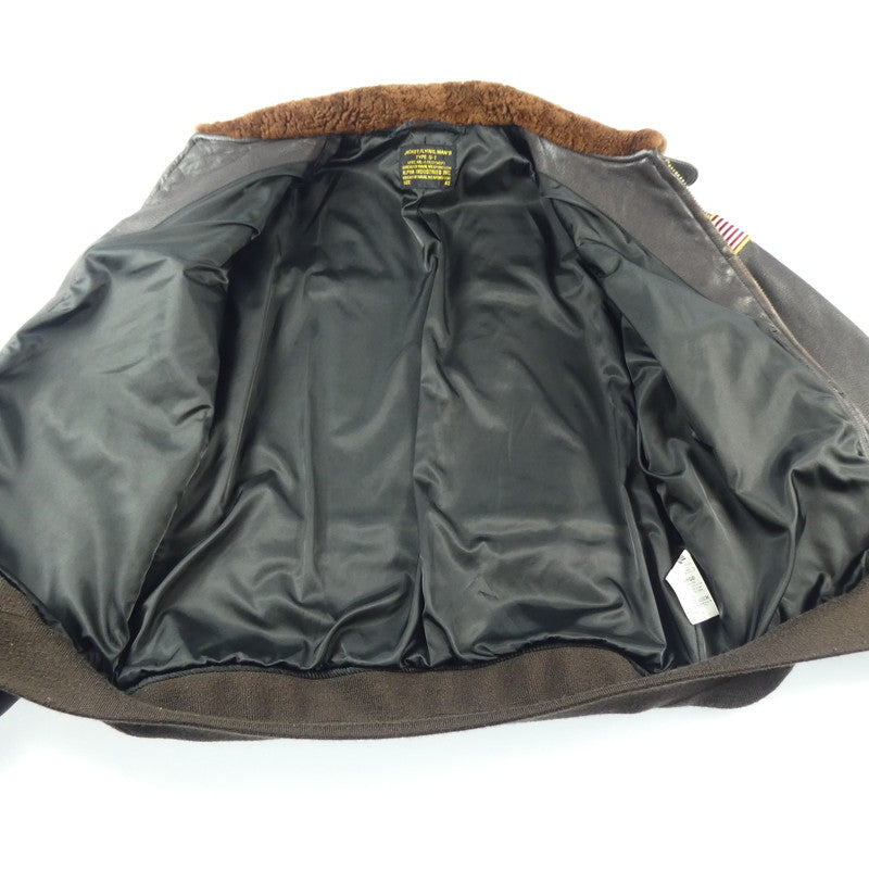 【中古】ALPHA | アルファ G-1 PATCHED レザー TA1489 2023年モデル ユーズド加工 ゴートスキン ブラウン サイズ:42