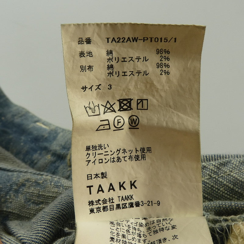 【中古】TAAKK | ターク DENIM ESCARGOT FLARE デニムパンツ TA22AW-PT015/1 2022A/W ブルー サイズ:3
