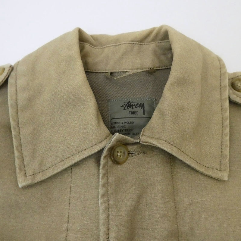 【中古】STUSSY | ステューシー MIL SPEC TRIBE WORLDWIDE RESPECT ミリタリージャケット ベージュ サイズ:S