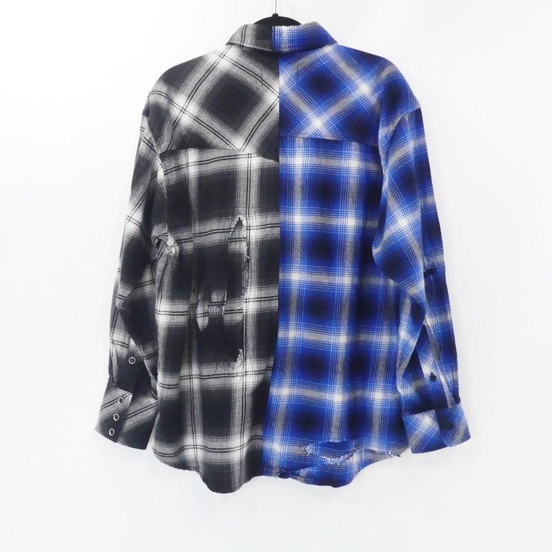 【中古】MIYAGIHIDETAKA | ミヤギヒデタカ Remake shirt 長袖シャツ Rafu003-23-01 ブルー ブラック サイズ:M