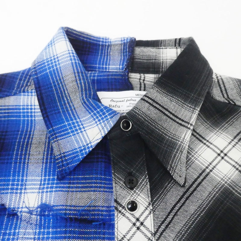 【中古】MIYAGIHIDETAKA | ミヤギヒデタカ Remake shirt 長袖シャツ Rafu003-23-01 ブルー ブラック サイズ:M
