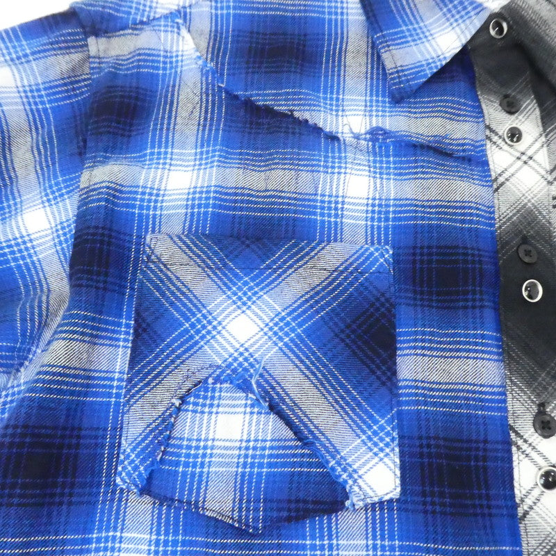 【中古】MIYAGIHIDETAKA | ミヤギヒデタカ Remake shirt 長袖シャツ Rafu003-23-01 ブルー ブラック サイズ:M