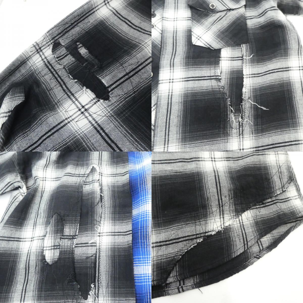【中古】MIYAGIHIDETAKA | ミヤギヒデタカ Remake shirt 長袖シャツ Rafu003-23-01 ブルー ブラック サイズ:M