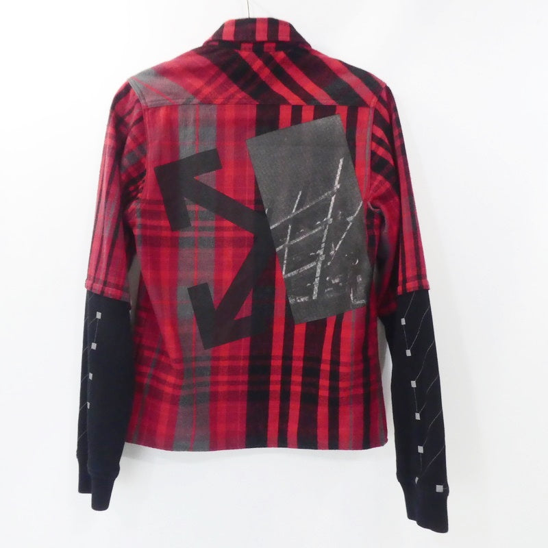 【中古】OFF-WHITE | オフホワイト BACK ARROW LAYERED LONG SLEEVE 長袖シャツ OMGA083E19E23010 レッド サイズ:XXS