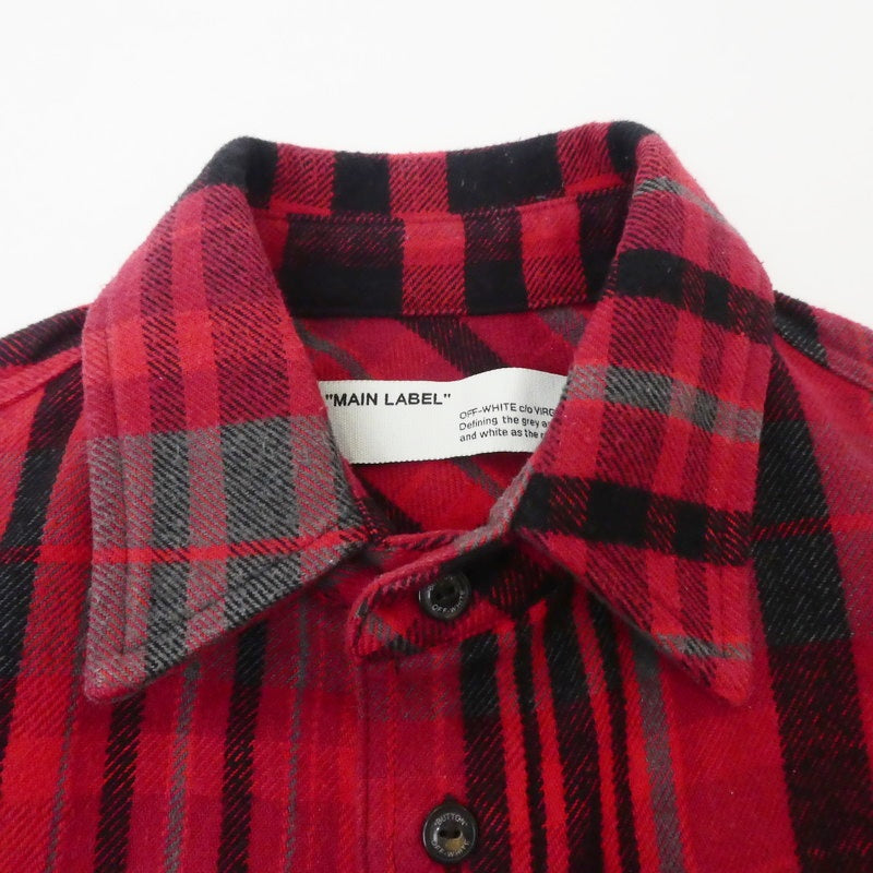 【中古】OFF-WHITE | オフホワイト BACK ARROW LAYERED LONG SLEEVE 長袖シャツ OMGA083E19E23010 レッド サイズ:XXS